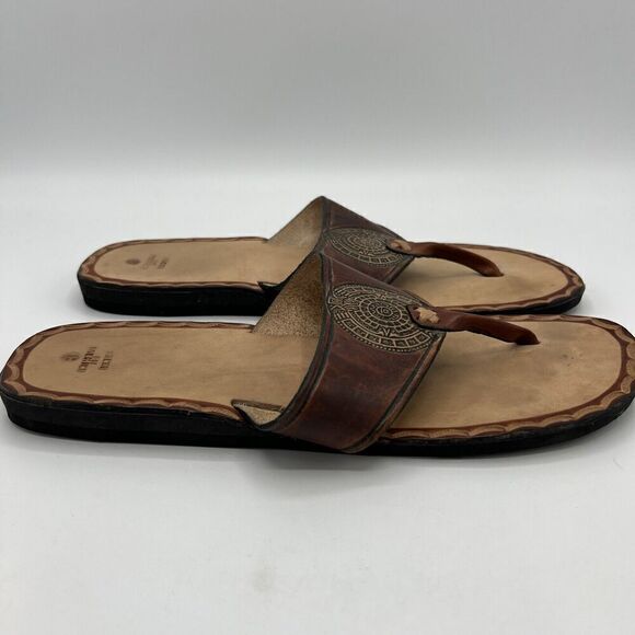 Women's Mexican Leather Handmade Boho Hippie Sandal Huaraches Brown Size 10 - Picture 3 of 10
